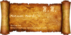 Mateas Marót névjegykártya